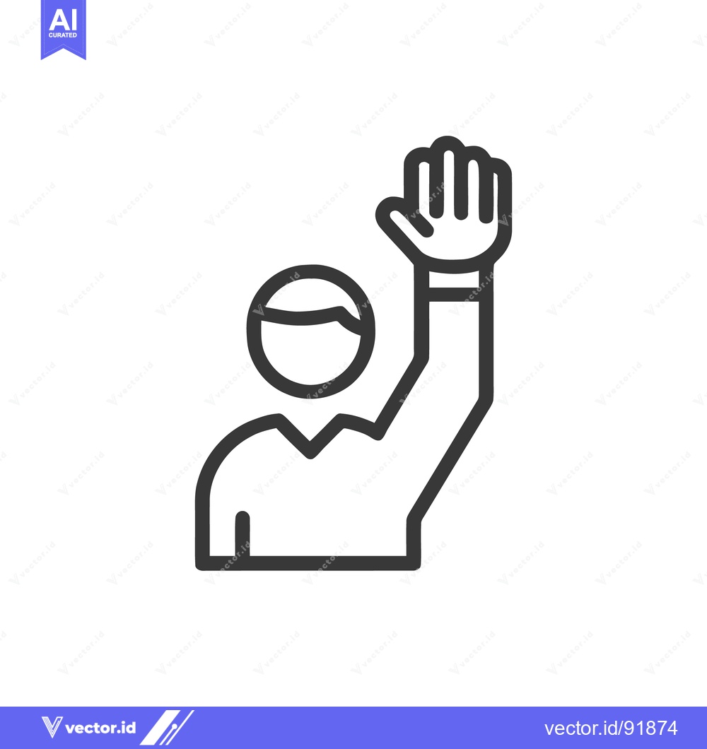 Premium Vector dari Raised Hand Icon: Minimalist Silhouette of a Person Volunteering or Si