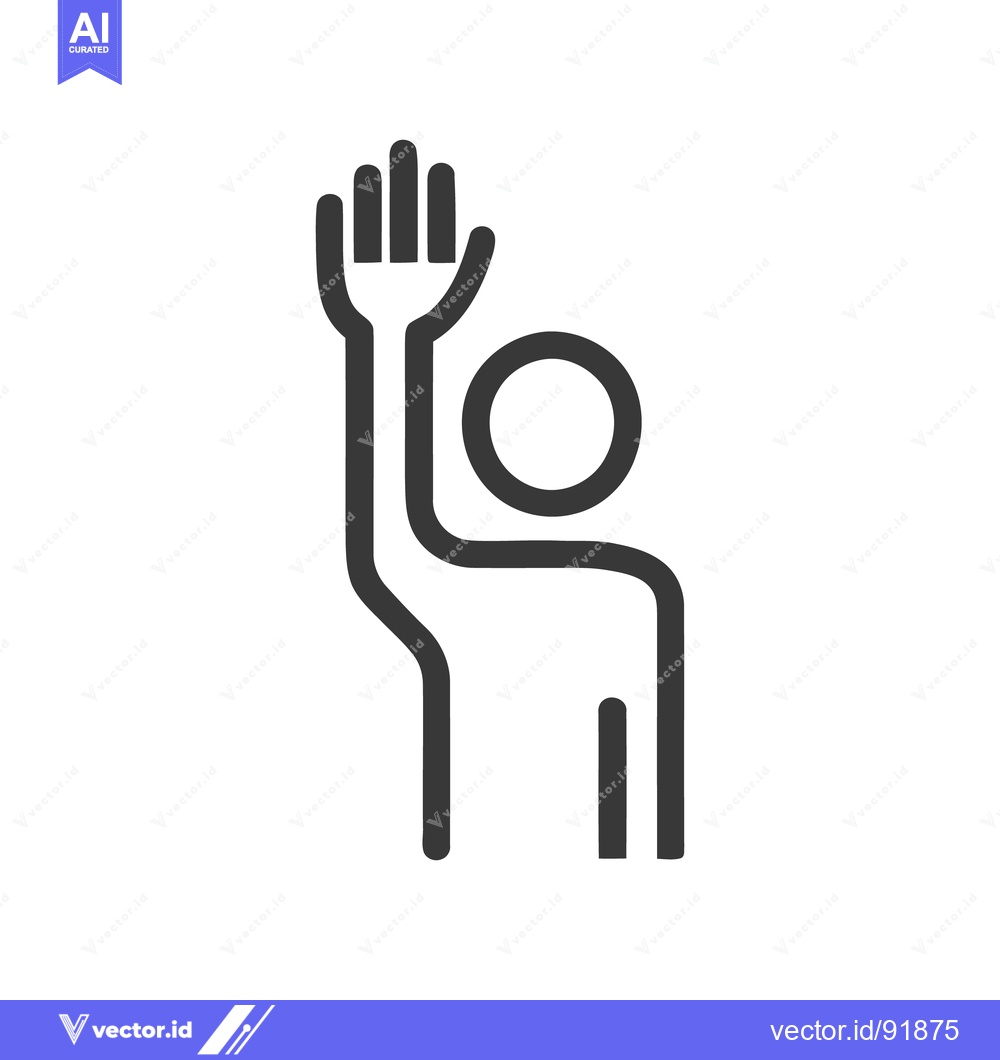 Premium Vector dari Minimalist Icon: Person Raising Hand, Simple Graphic Symbol, Dark Gray