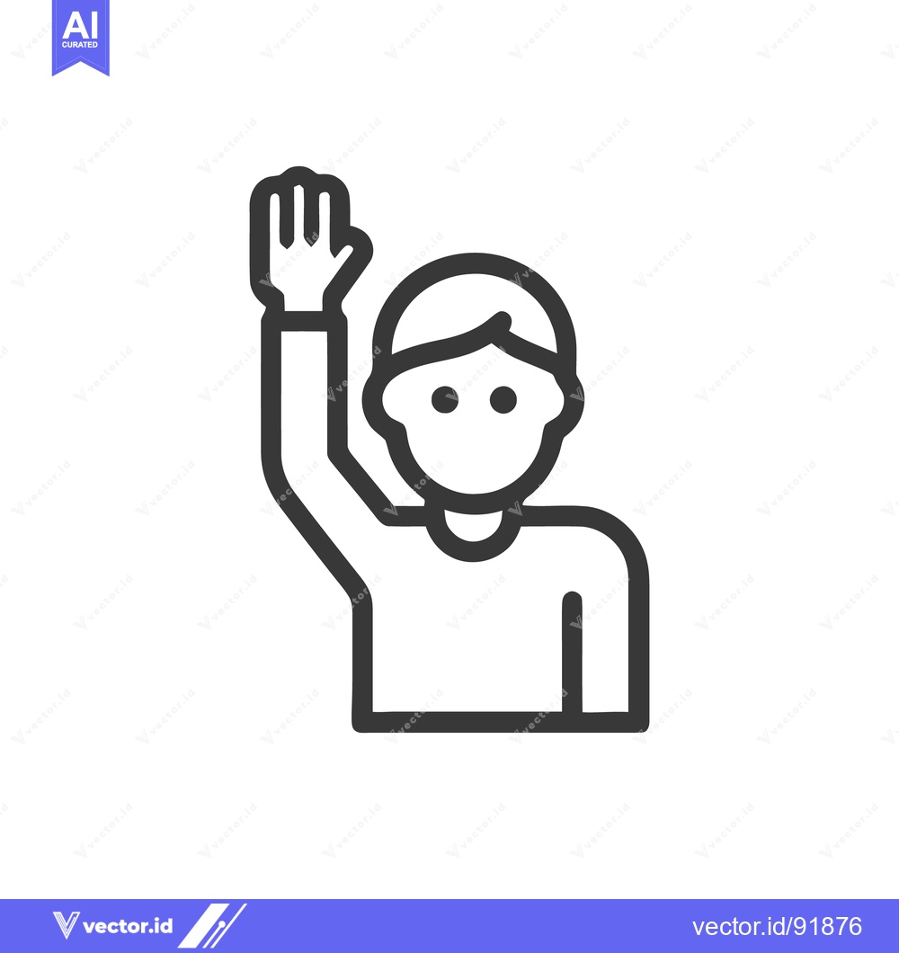 Premium Vector of Raised Hand Icon: Simple Graphic of Person Volunteering or Asking Ques