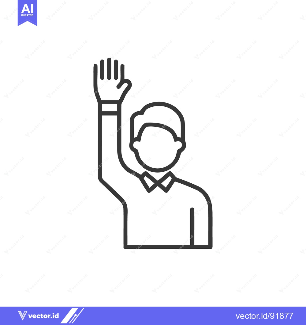 Premium Vector dari Minimalist Icon: Man Raising Hand, Voting or Volunteering Concept, Lin