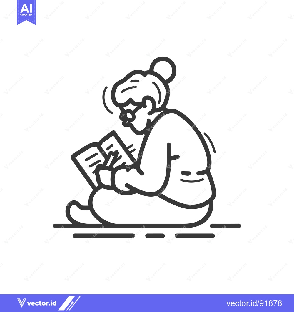Premium Vector dari Person Reading a Book While Seated on the Floor