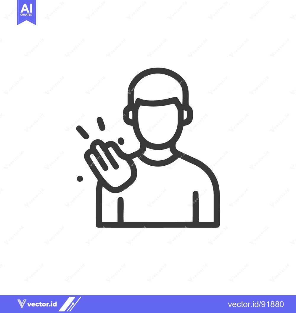 Premium Vector of Minimalist Icon of Person Waving Hand with Sparkles, Isolated on White