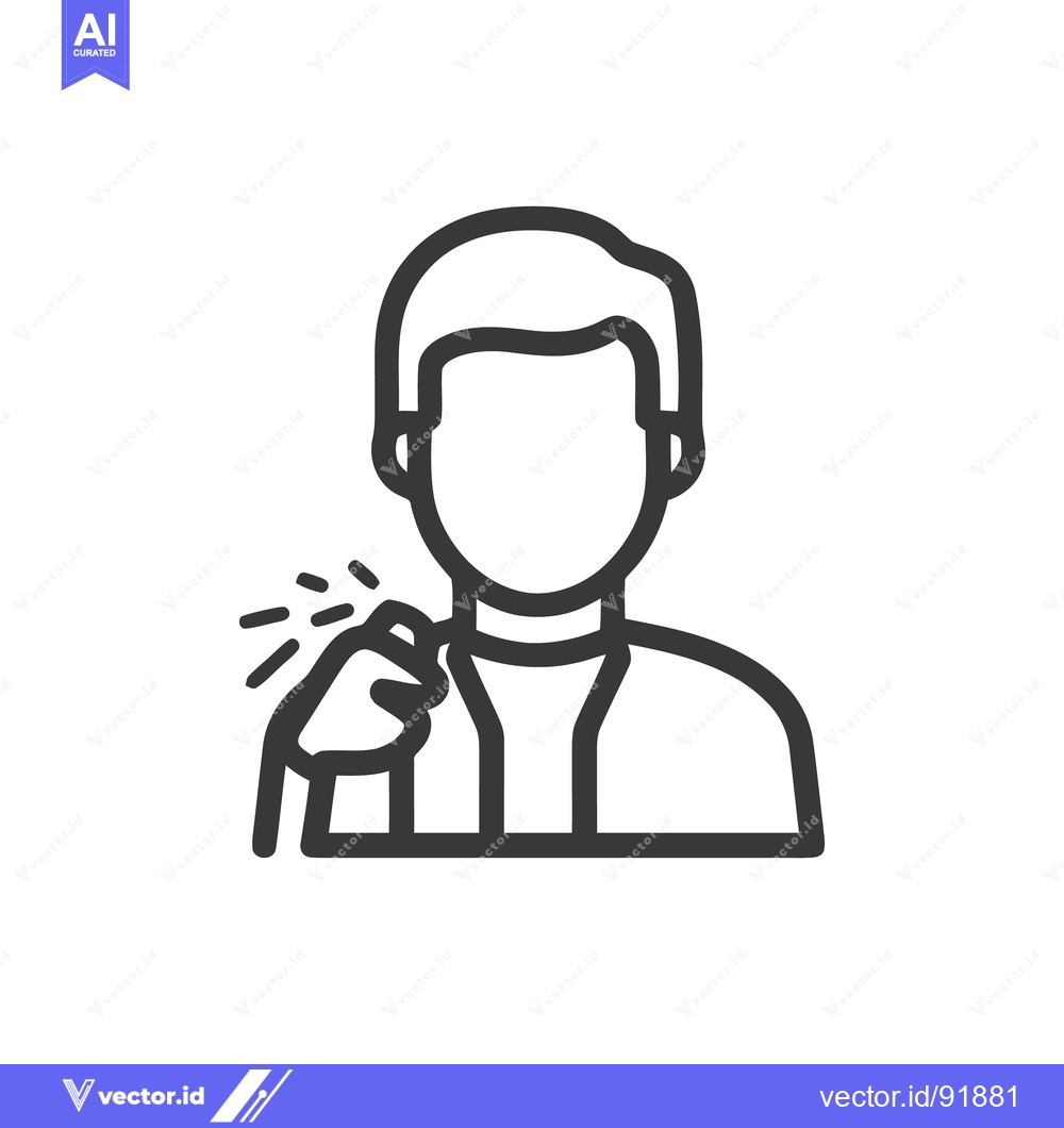 Premium Vector dari Man Spraying Throat: Simple Line Art Icon for Health and Hygiene