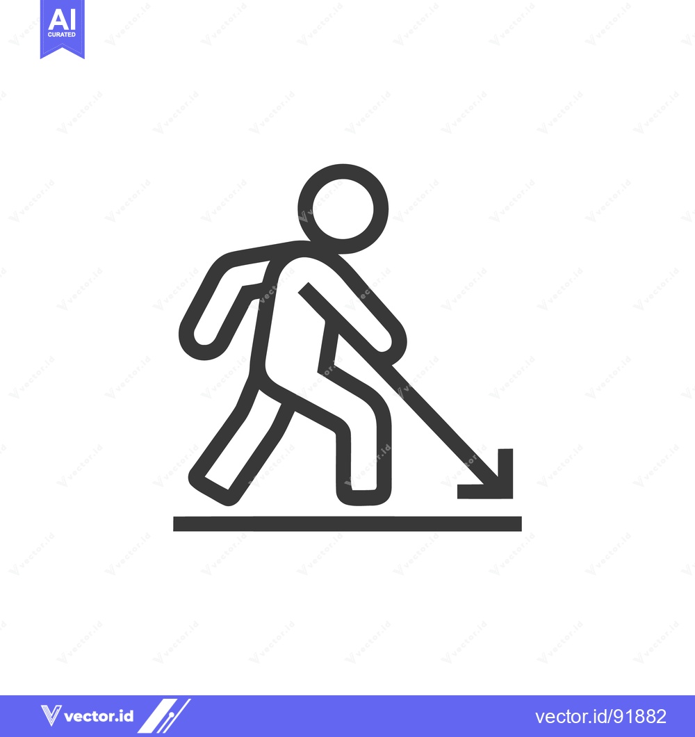 Premium Vector dari Minimalist Icon of a Person Using a Cane for Assistance