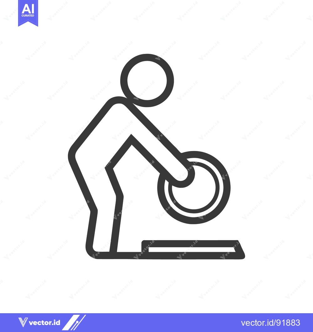 Premium Vector dari Minimalist Icon of Person Bending Over to Place Wheel on Scale