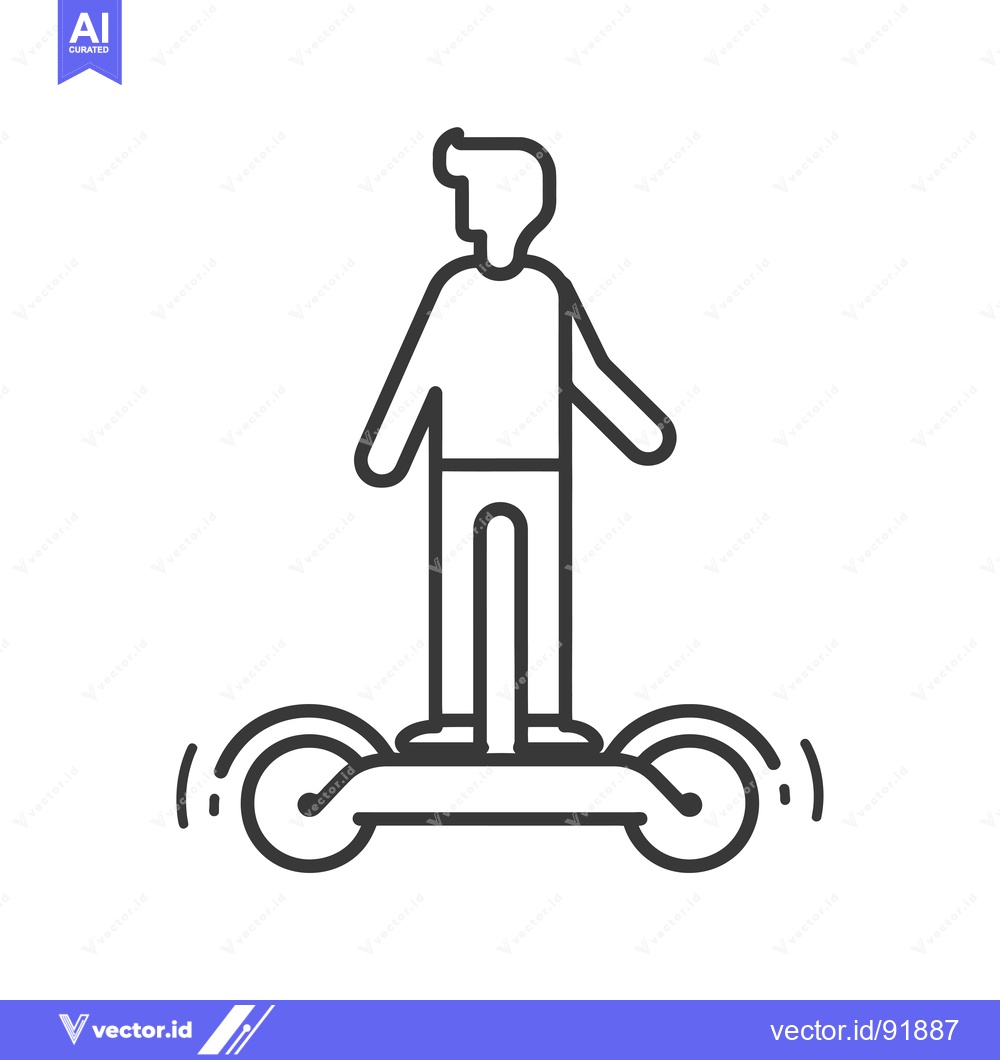 Premium Vector dari Person Riding a Hoverboard with Wheels