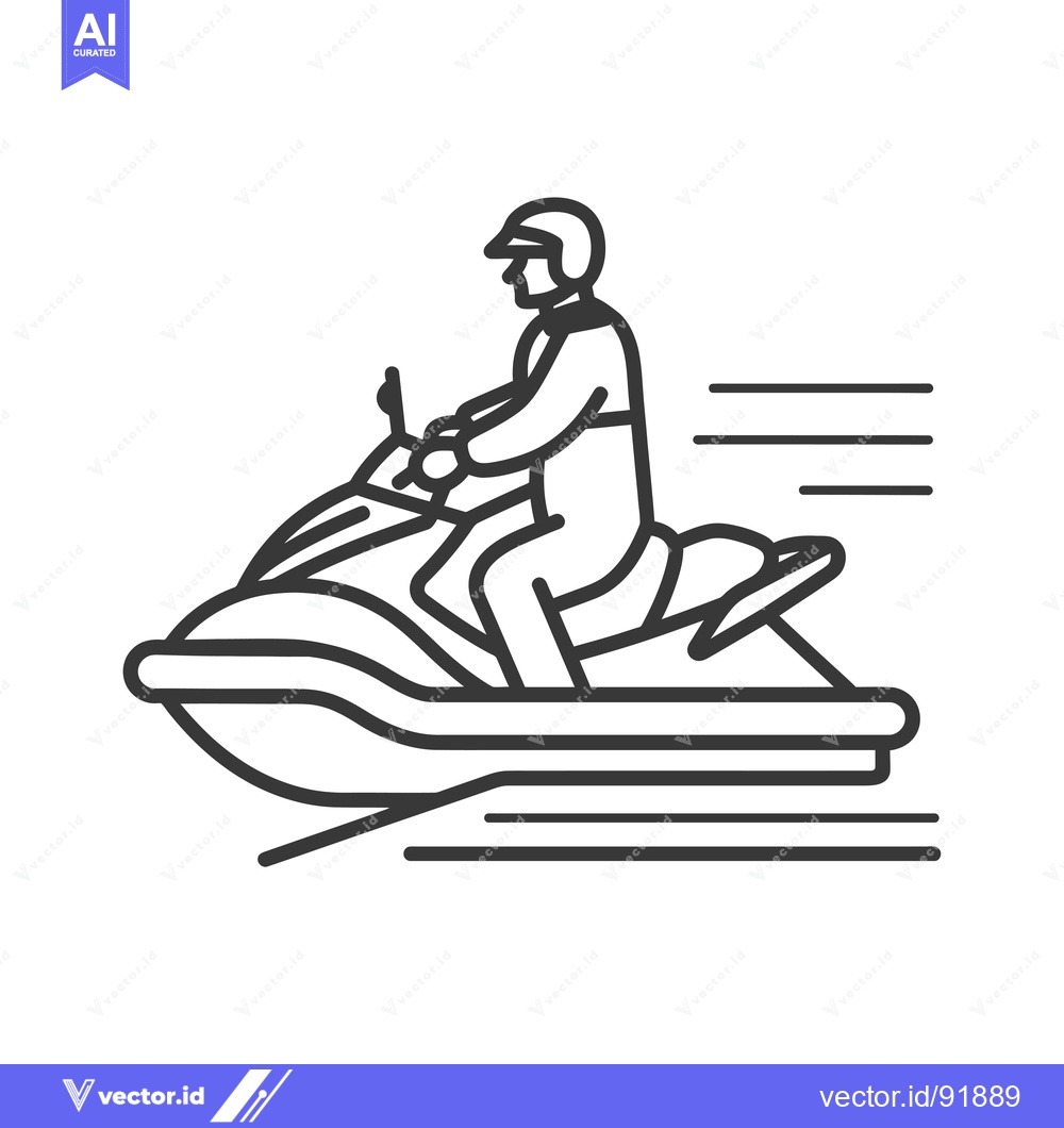 Premium Vector of Person riding a jet ski at high speed