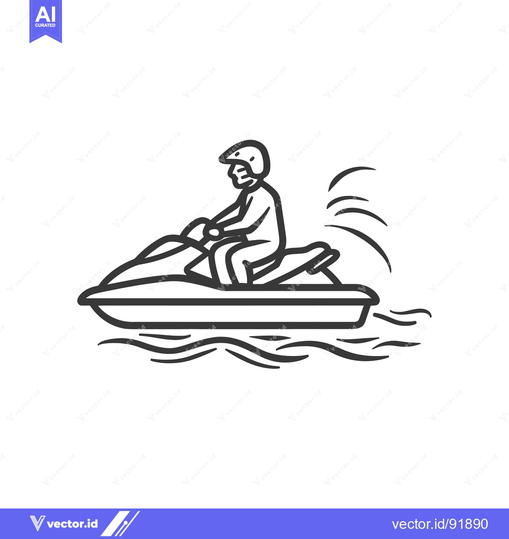 Premium Vector dari Person Riding a Jet Ski in the Ocean