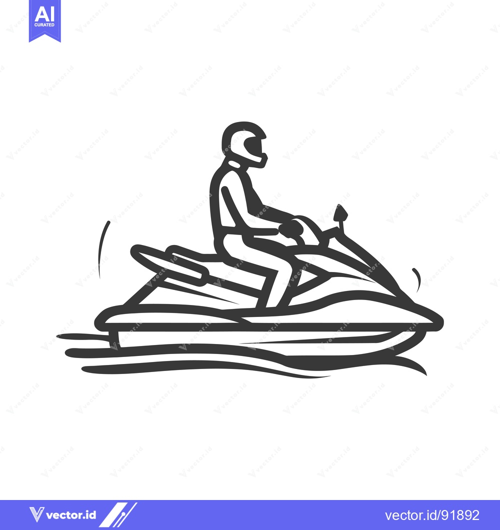 Premium Vector dari Person Riding a Jet Ski in the Water