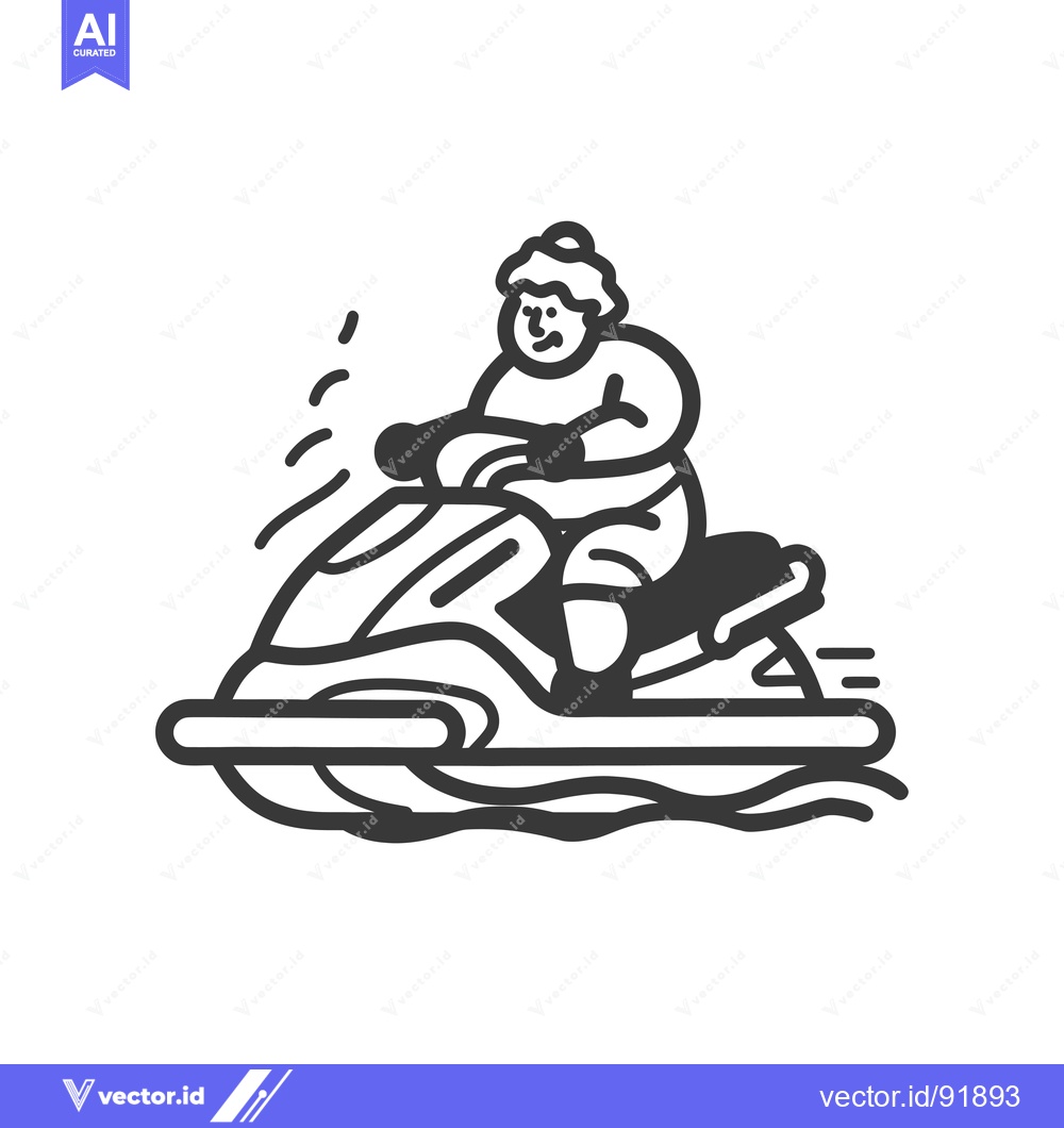 Premium Vector dari Person riding a jet ski on a wave