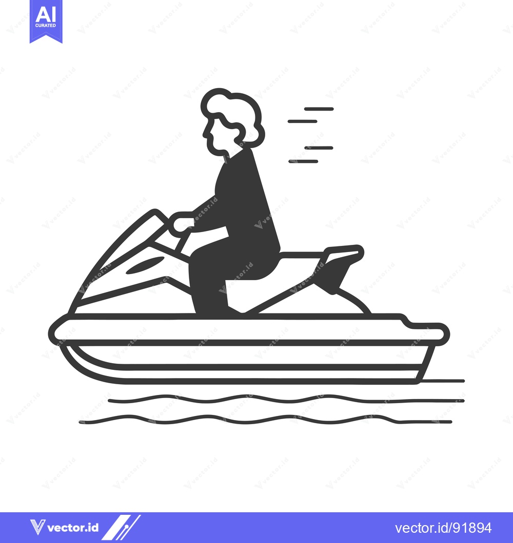 Premium Vector dari Person Riding a Jet Ski on Water