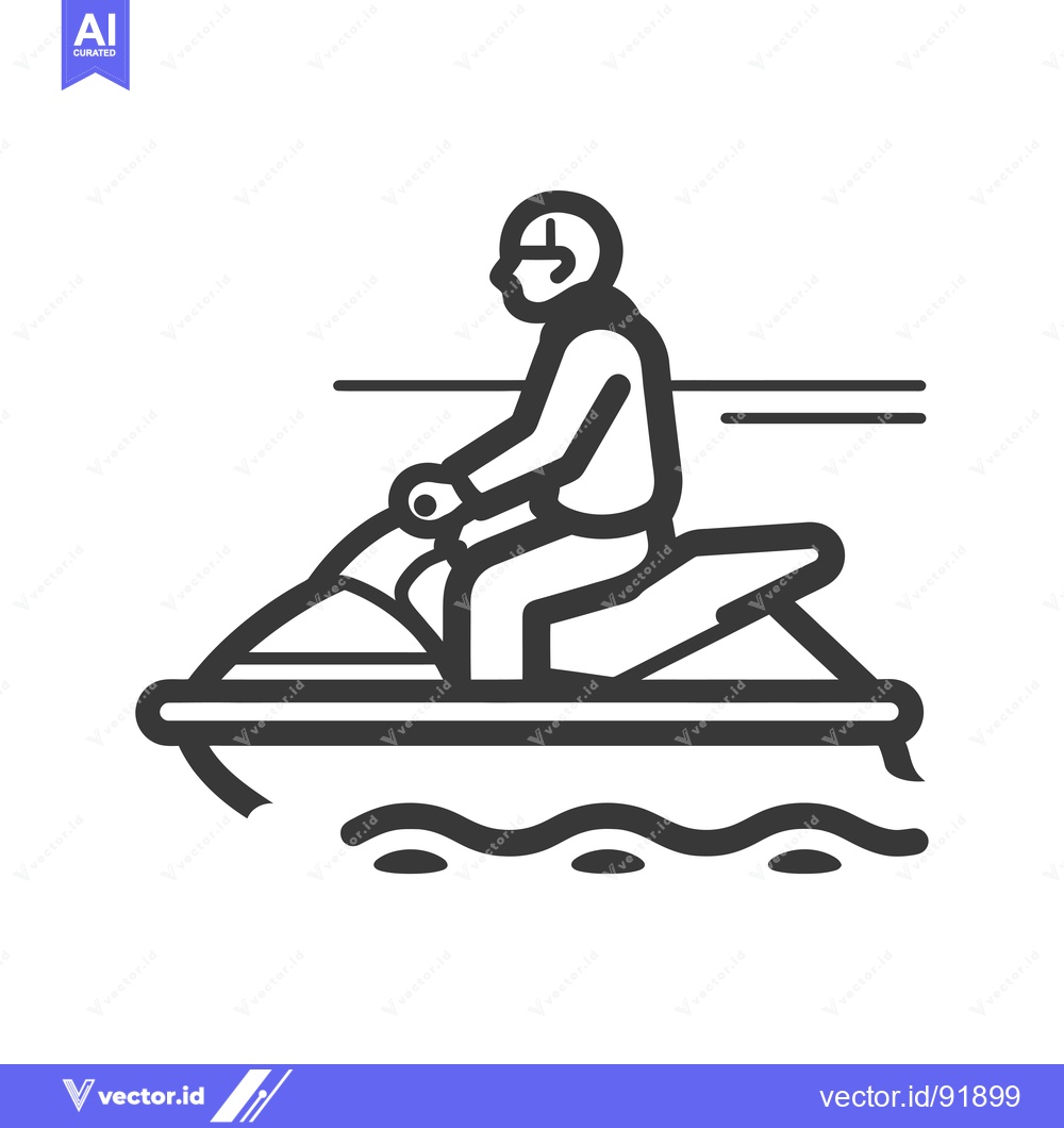 Premium Vector of Person Riding a Jet Ski on Water