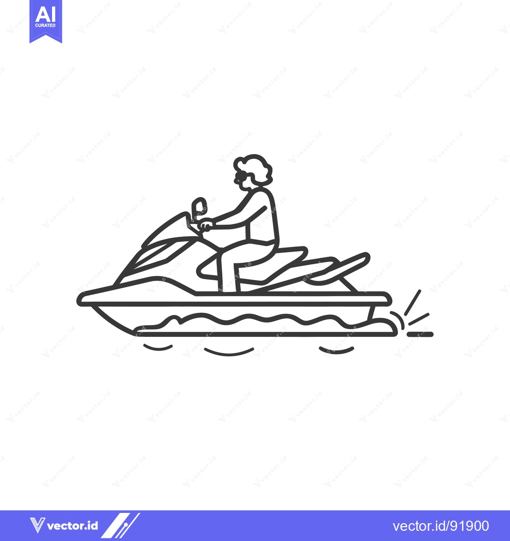 Premium Vector of Person Riding a Jet Ski Over Water