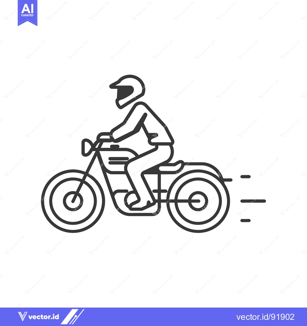 Premium Vector dari Person Riding a Motorcycle in Motion, Line Art