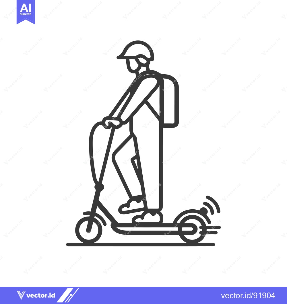 Premium Vector dari Person Riding an Electric Scooter with a Backpack