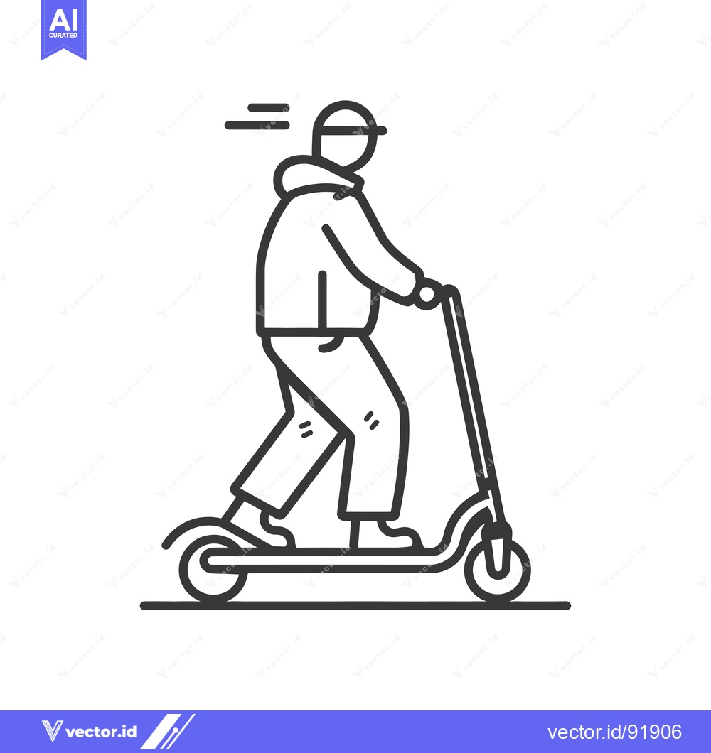 Premium Vector of Person Riding an Electric Scooter with a Helmet