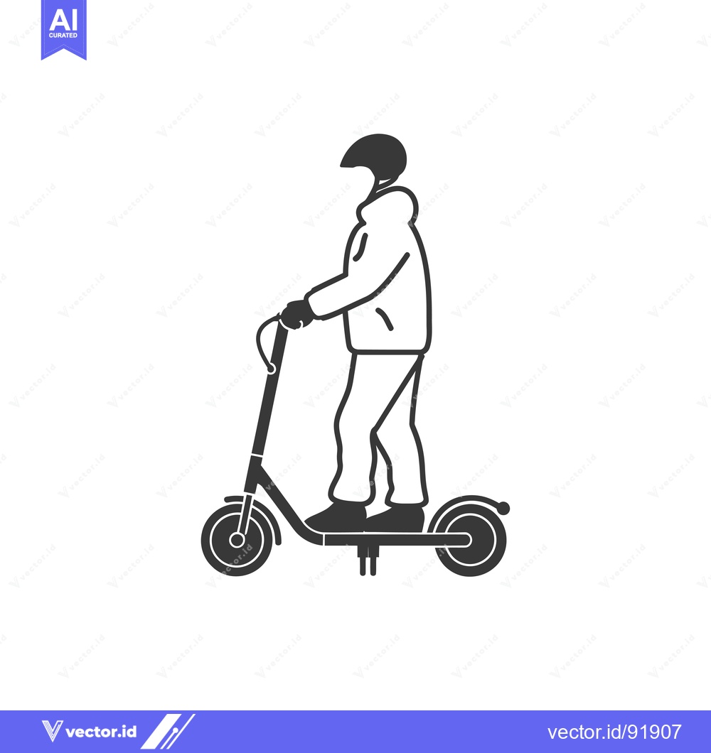 Premium Vector dari Person Riding an Electric Scooter with a Helmet