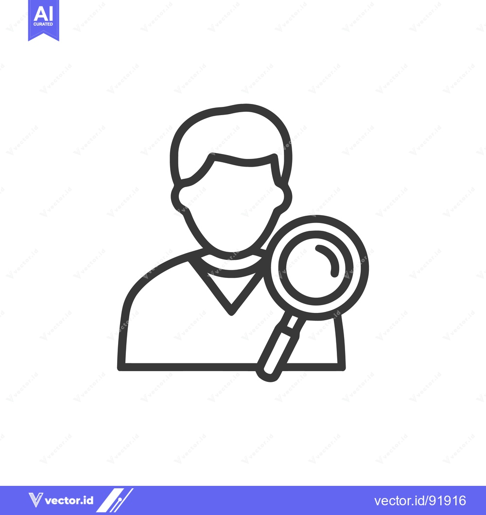 Premium Vector dari Person with Magnifying Glass Icon: Detailed Search and Investigation C