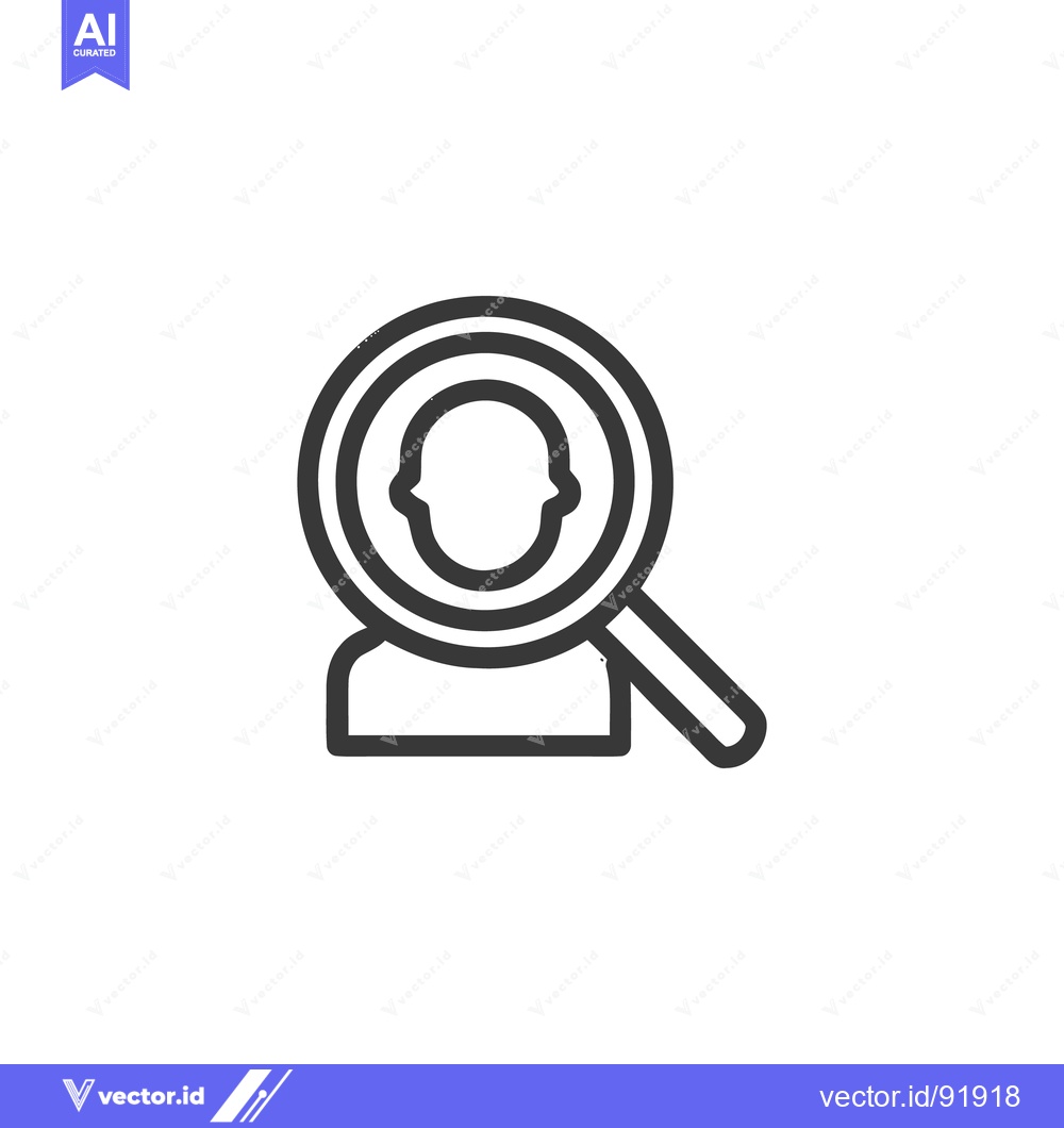 Premium Vector of Person Under Magnifying Glass Icon, Job Search Concept, Outline Style