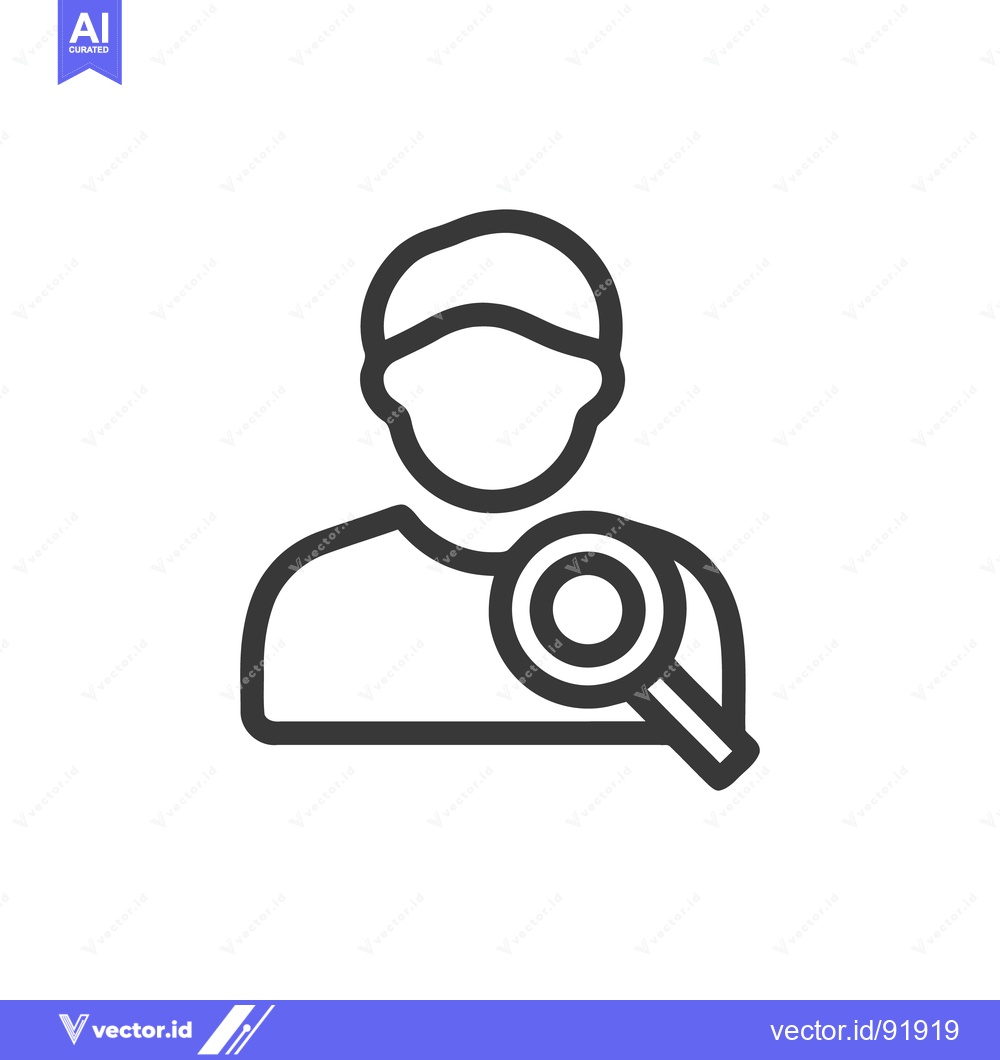 Premium Vector dari User Search Icon: Person with Magnifying Glass, Minimalist Design