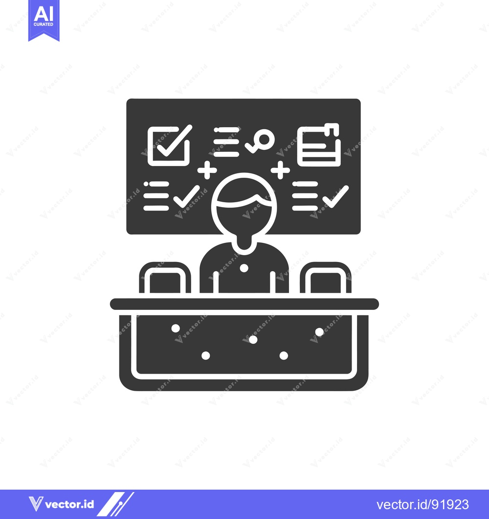 Premium Vector dari Person Sitting at a Desk with a Checklist on the Wall