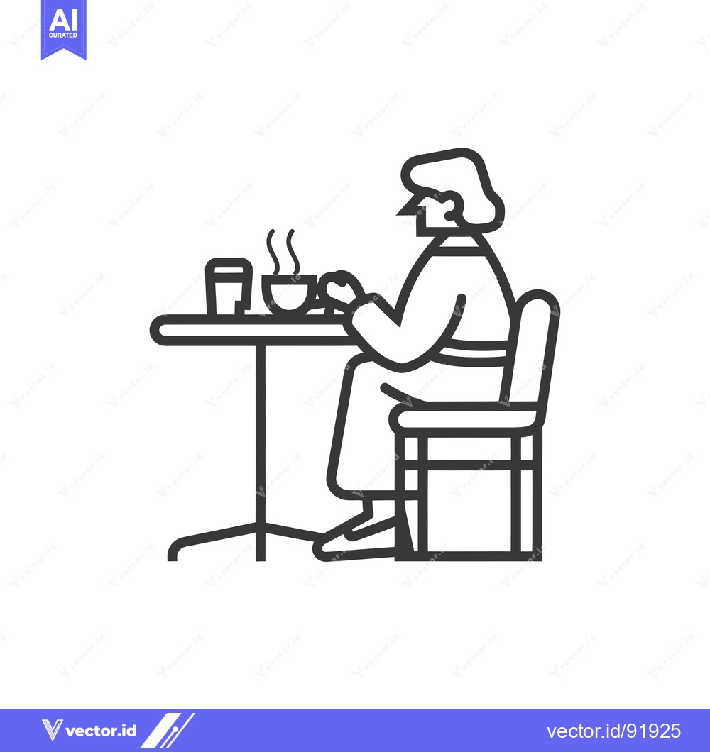 Premium Vector of Person Sitting at a Table with Coffee and Steam