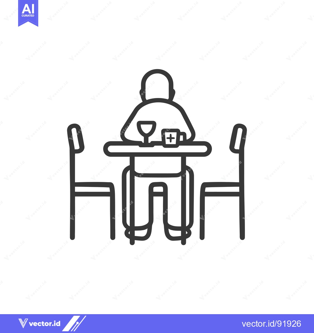 Premium Vector of Person Sitting at a Table with Two Chairs