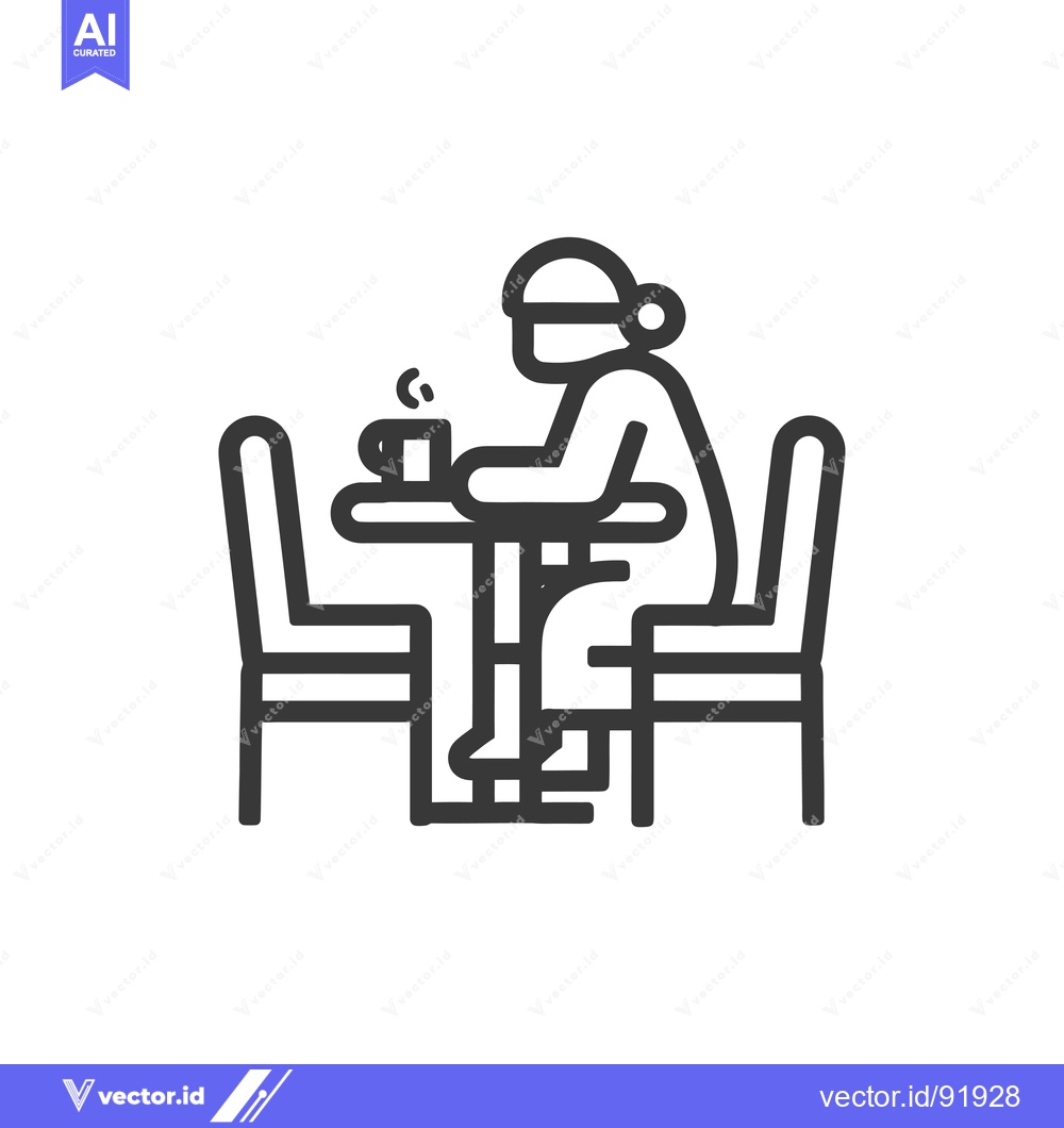 Premium Vector dari Person Sitting at Table with a Cup of Coffee or Tea