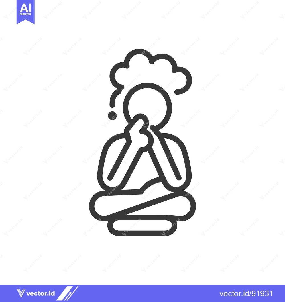 Premium Vector dari Person Sitting in a Meditation Pose With a Question Mark Cloud Above T