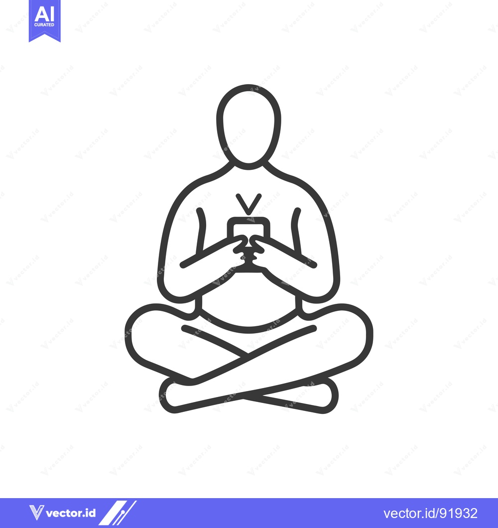 Premium Vector of Person sitting in a yoga pose holding a phone