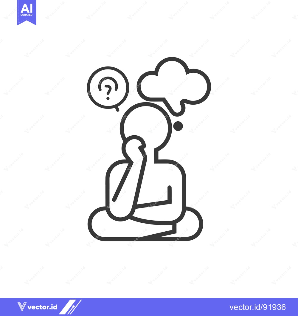 Premium Vector dari Person Sitting with Question Mark and Thought Bubble Above Their Head