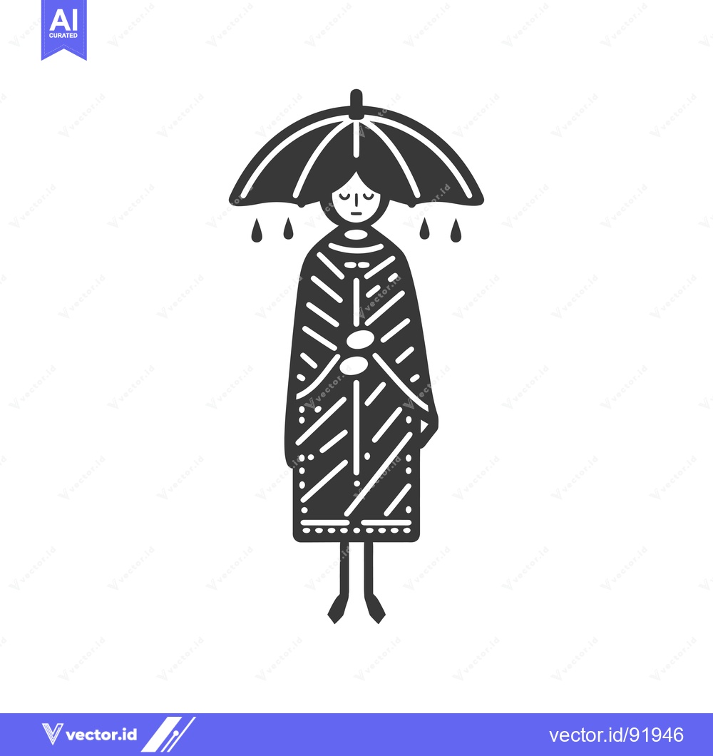 Premium Vector dari Person Standing Under Umbrella in the Rain