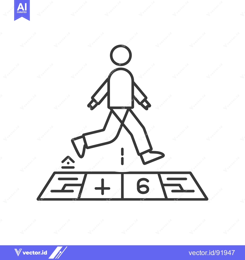 Premium Vector dari Person Stepping on a Tile with a Plus Sign and the Number 6