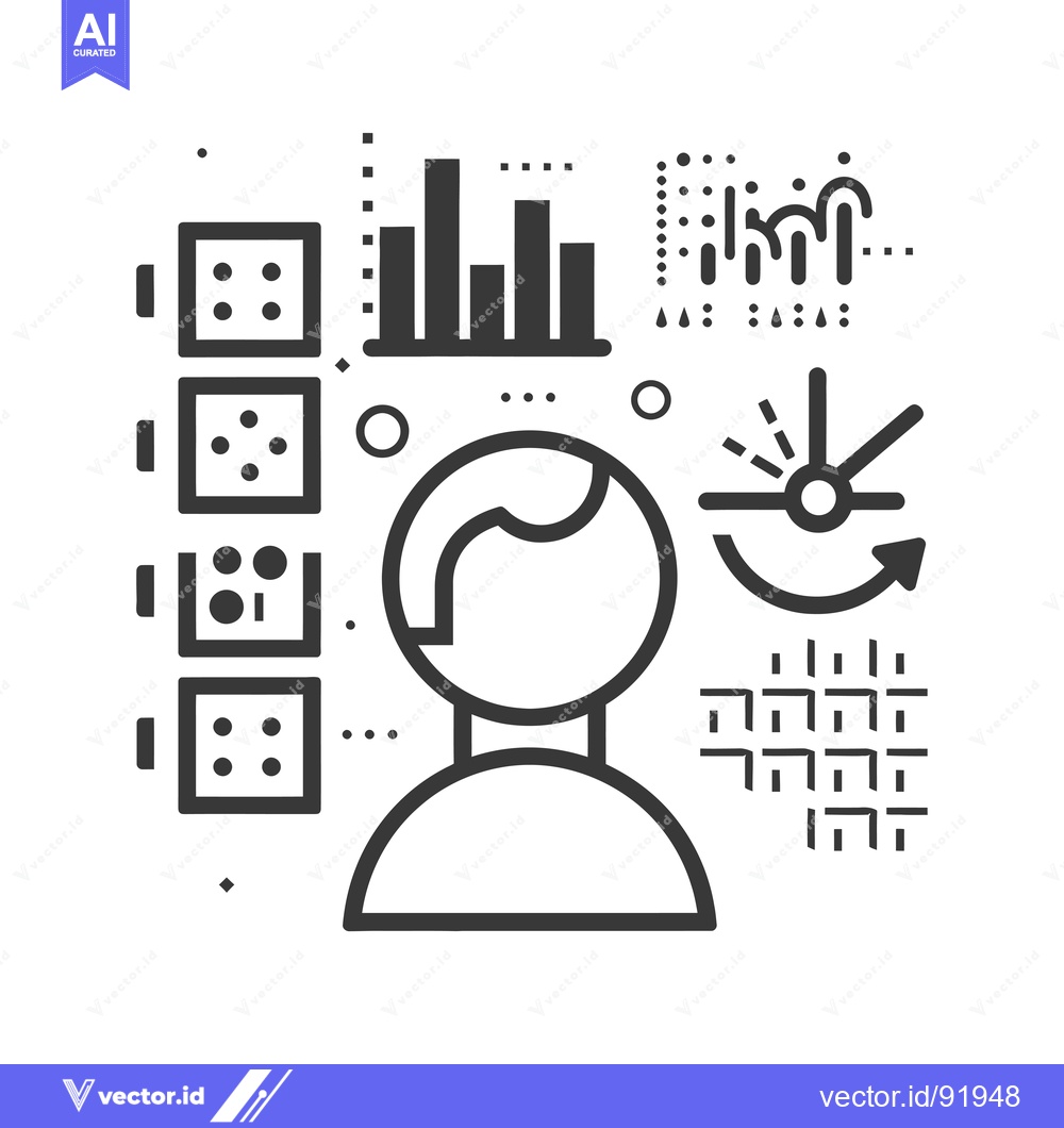 Premium Vector dari Person Surrounded by Data and Analytics Symbols