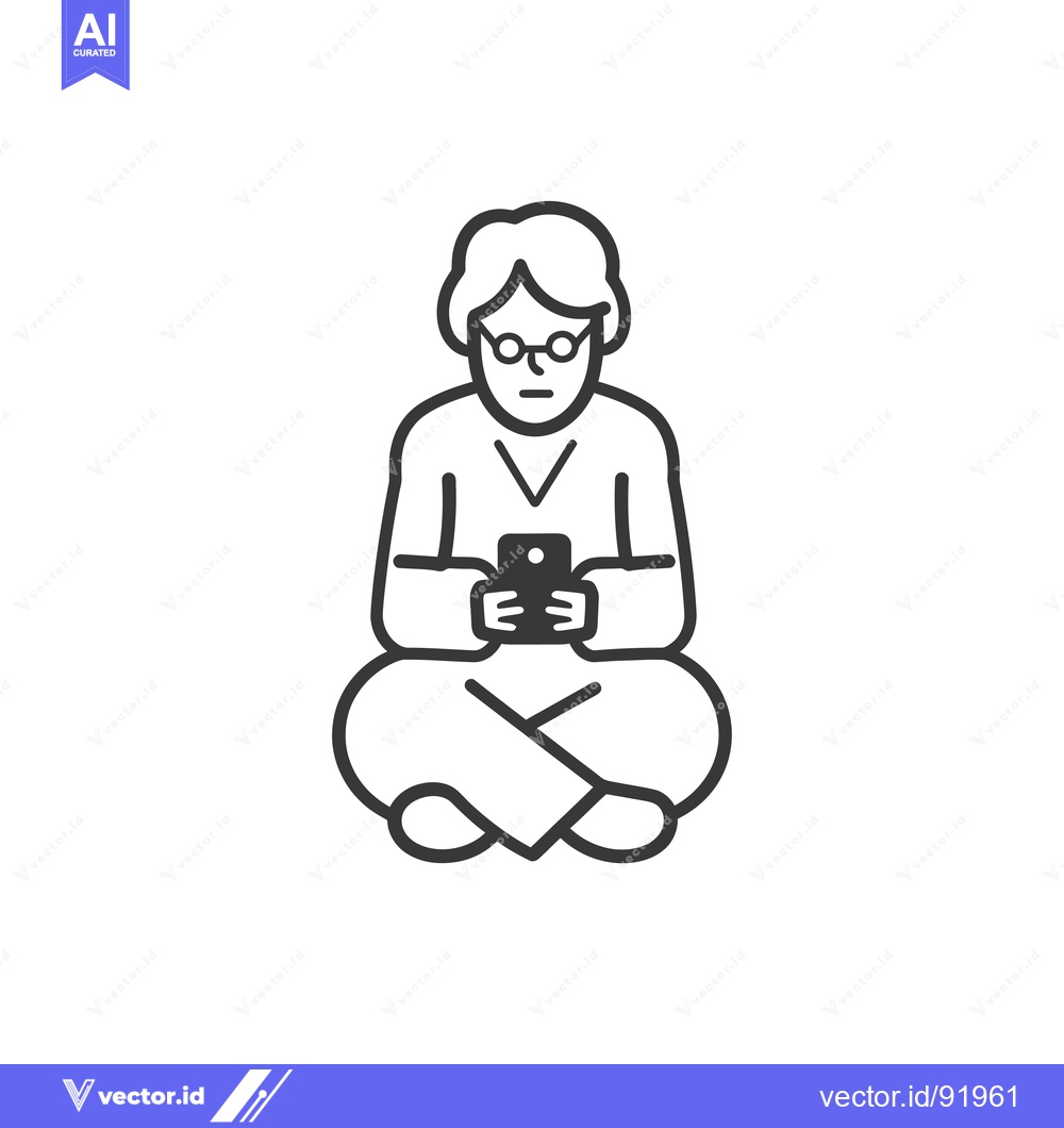 Premium Vector dari Person Wearing Glasses Sitting with Legs Crossed Holding a Phone