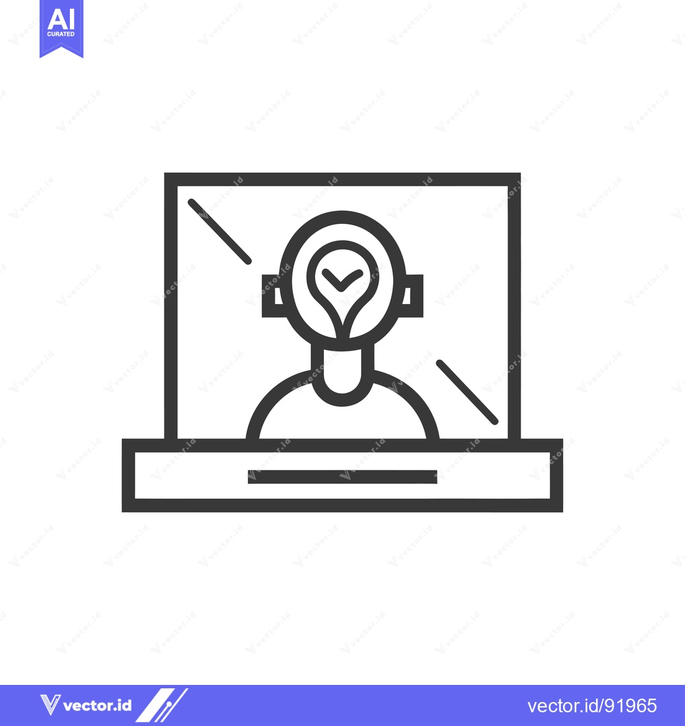 Premium Vector of Person with a lightbulb in their head behind a laptop screen