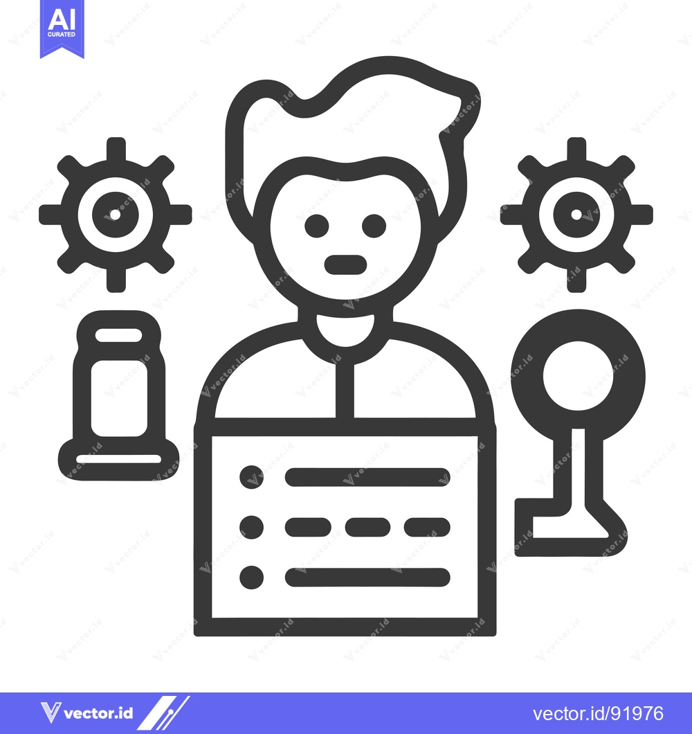 Premium Vector of Person with Gear, List, and Key Icon