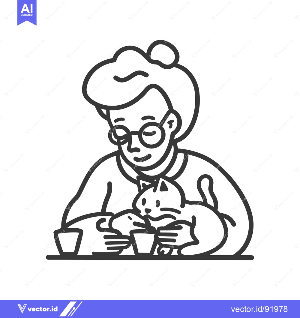 Premium Vector dari Person with Glasses Holding a Cat and a Cup