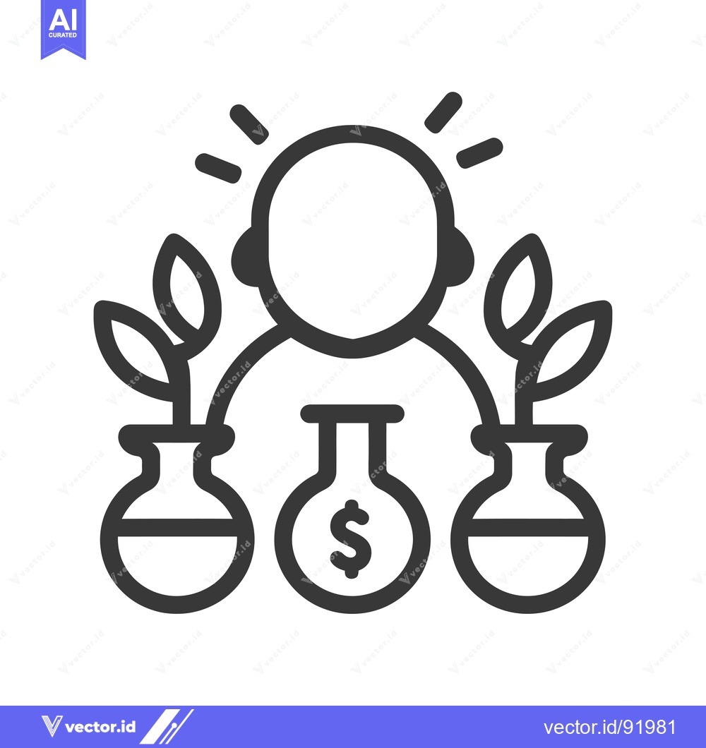 Premium Vector of Person with Ideas Growing Money Through Experiments