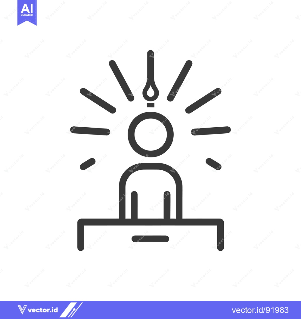 Premium Vector of Person with Light Bulb Above Head at a Desk