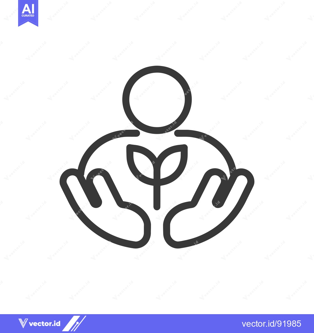 Premium Vector dari Person with outstretched hands holding a plant sprout