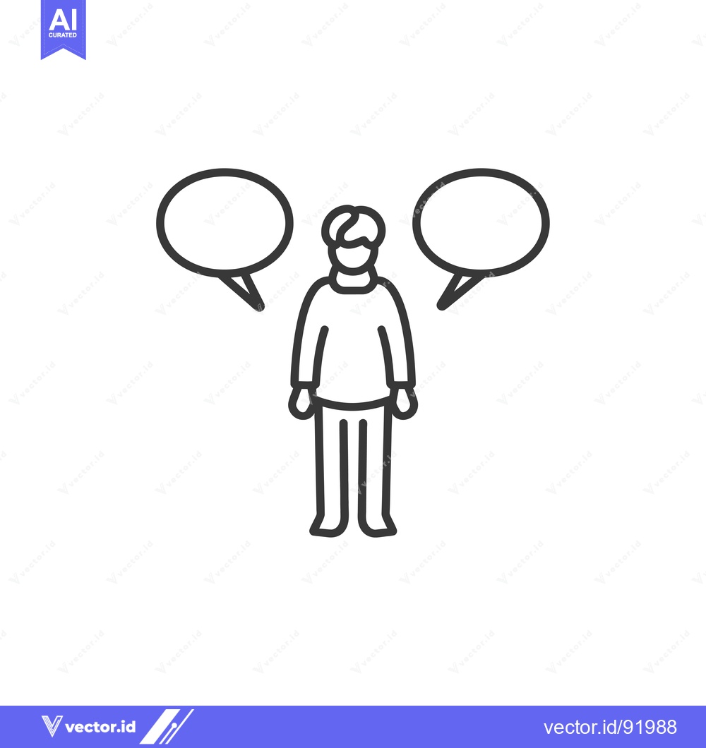 Premium Vector of Person with Two Blank Speech Bubbles Above Them