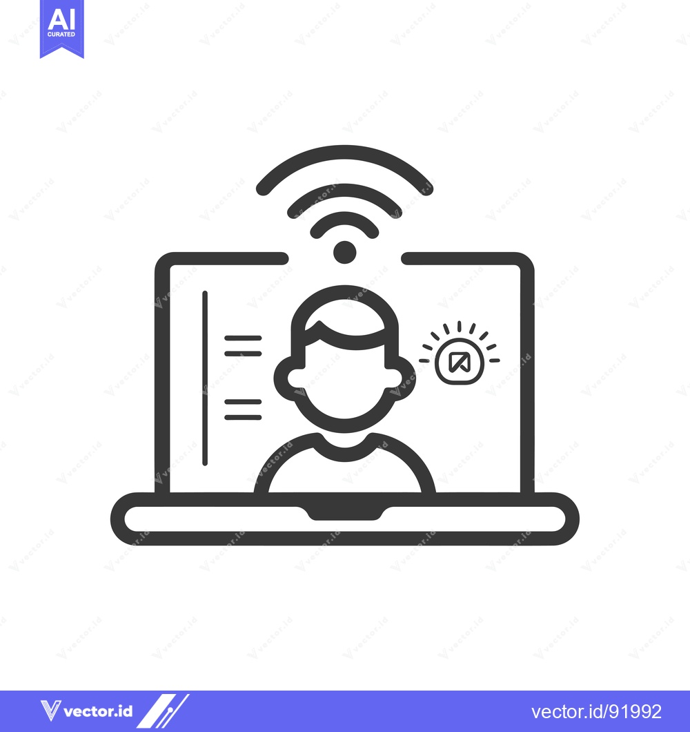 Premium Vector dari Person with Wifi Signal on Laptop Screen