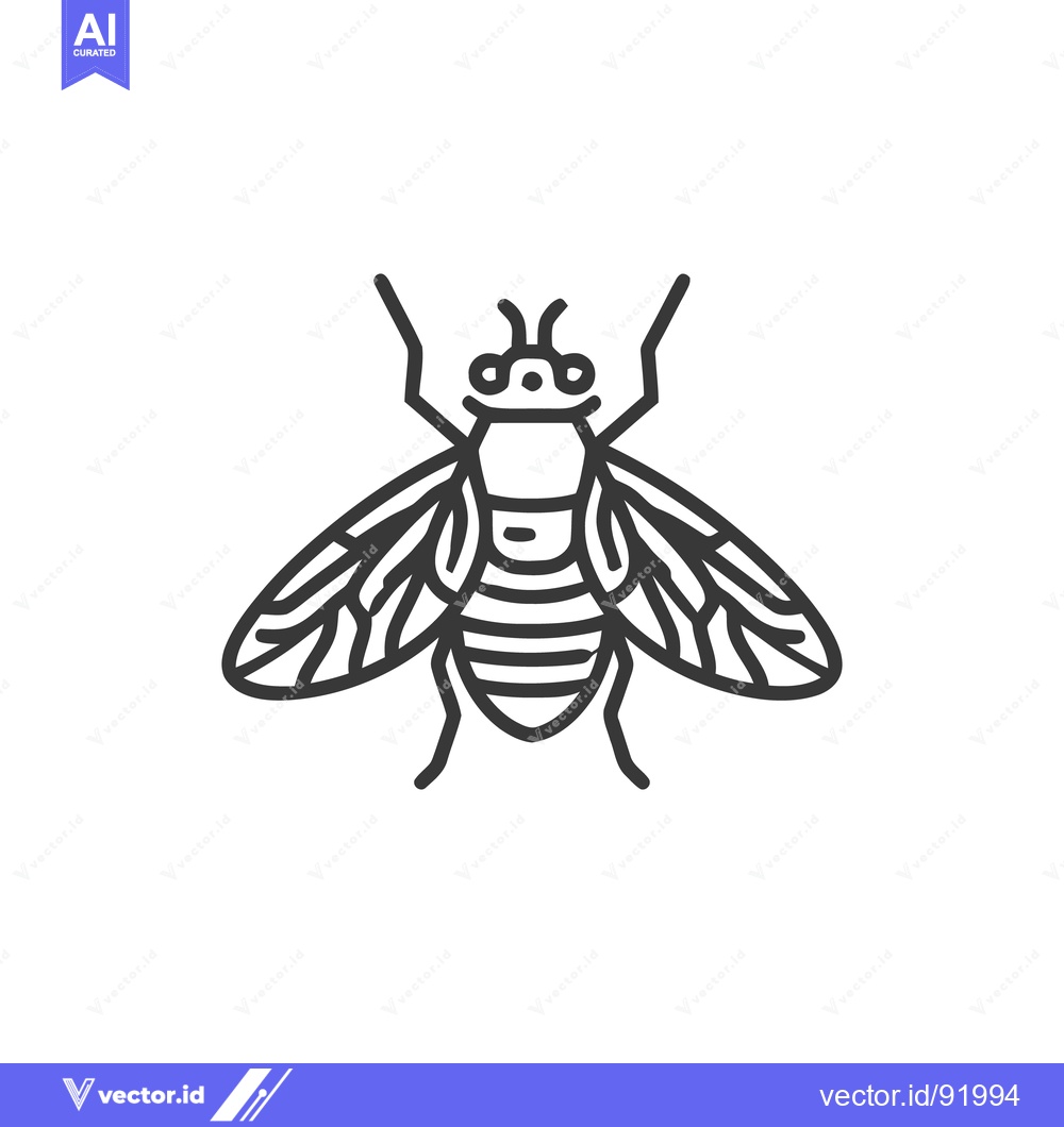 Premium Vector dari Detailed Fly Illustration: Striking Line Art on White Background