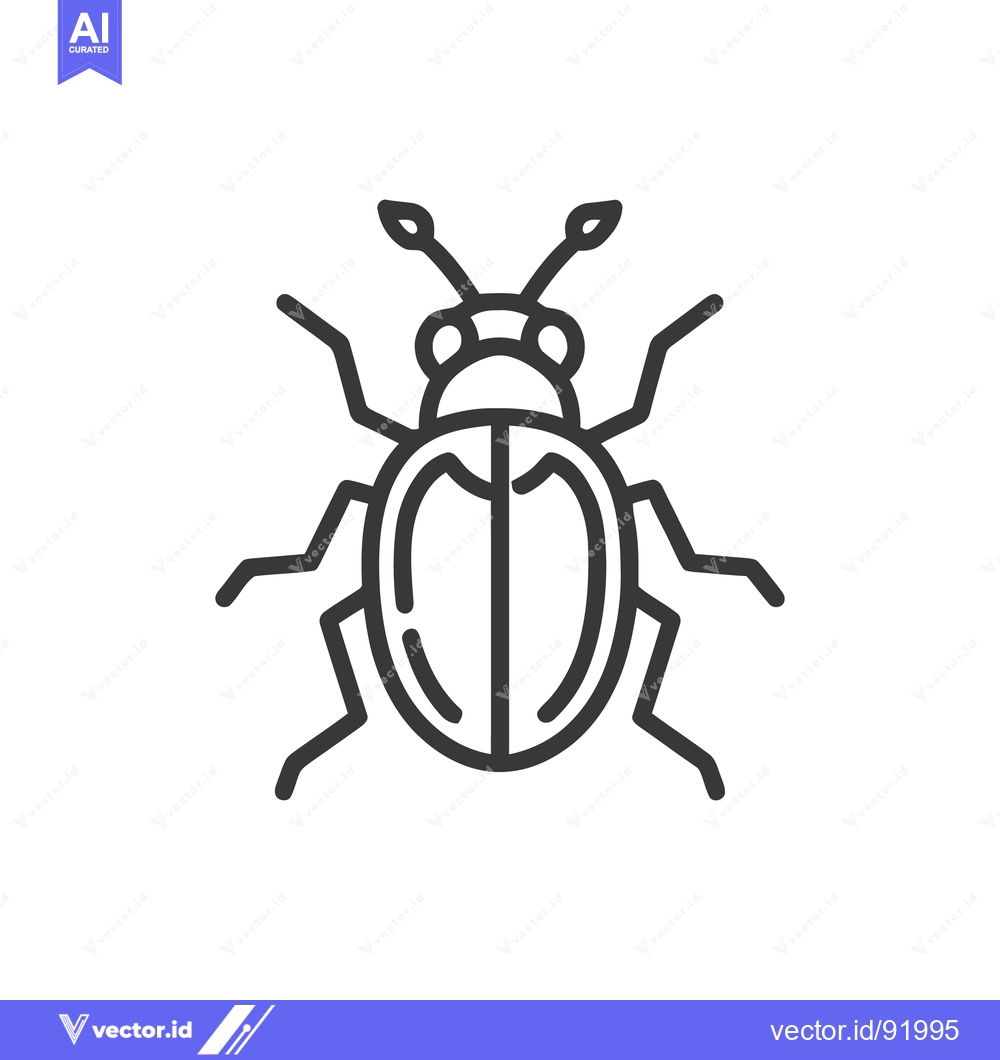 Premium Vector dari Minimalist Line Art: Detailed Beetle Illustration on White Background