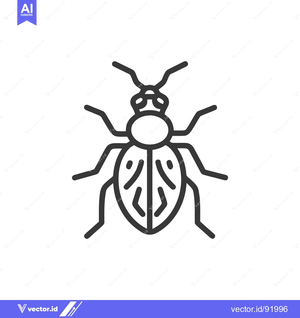 Premium Vector dari Minimalist Ladybug Icon: Bold Outline on White Background, Vector Illu