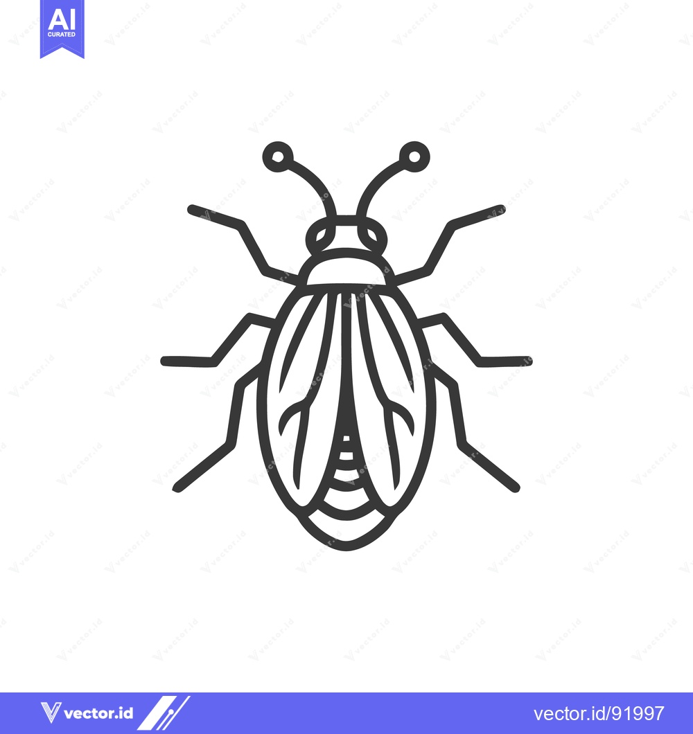 Premium Vector dari Minimalist Line Art: Detailed Beetle Illustration on White Background