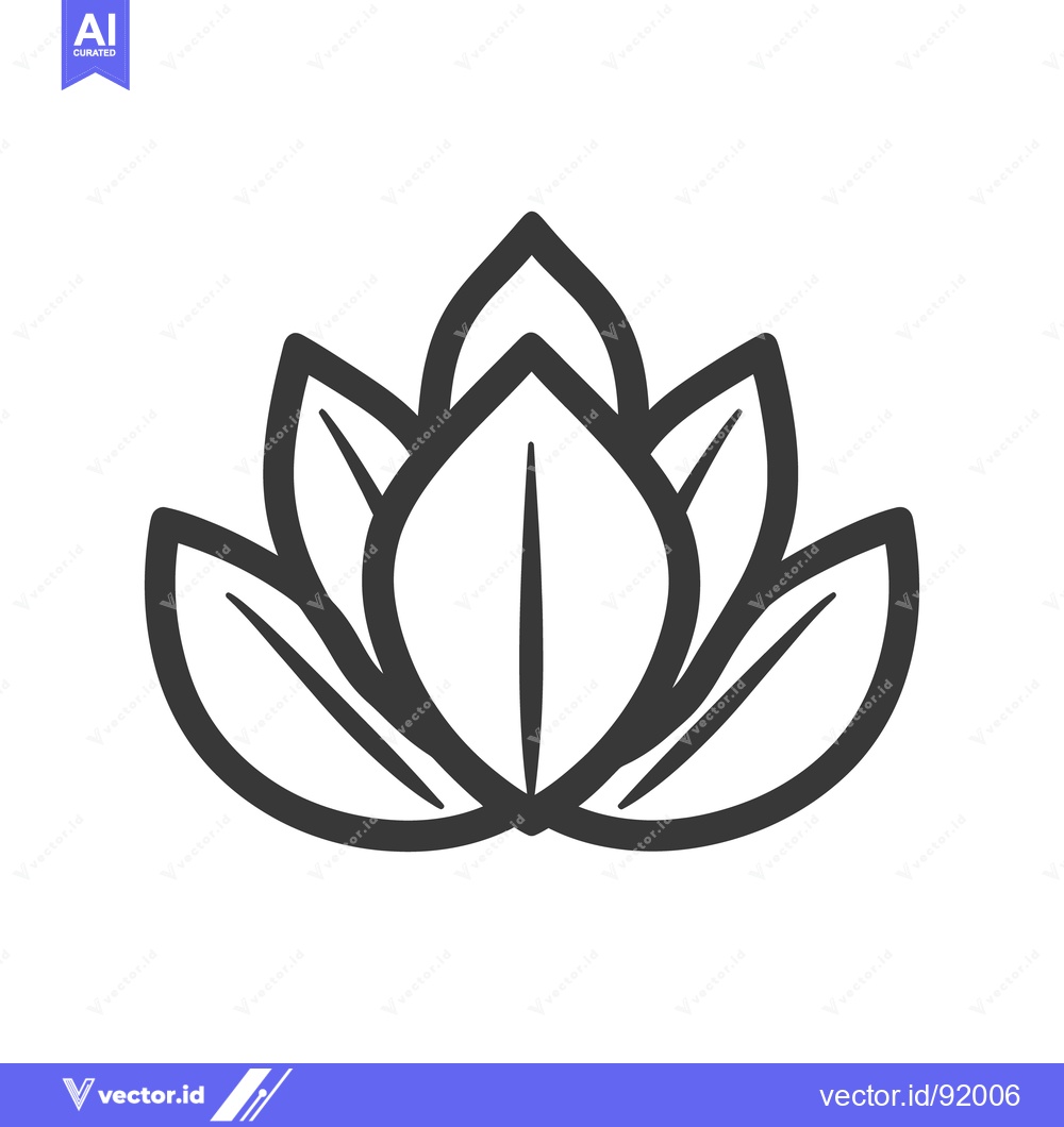 Premium Vector of A stylized monochrome image of a blossoming lotus flower