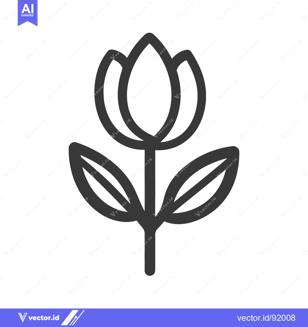 Premium Vector dari A simple black line drawing depicts a floral plant bloom