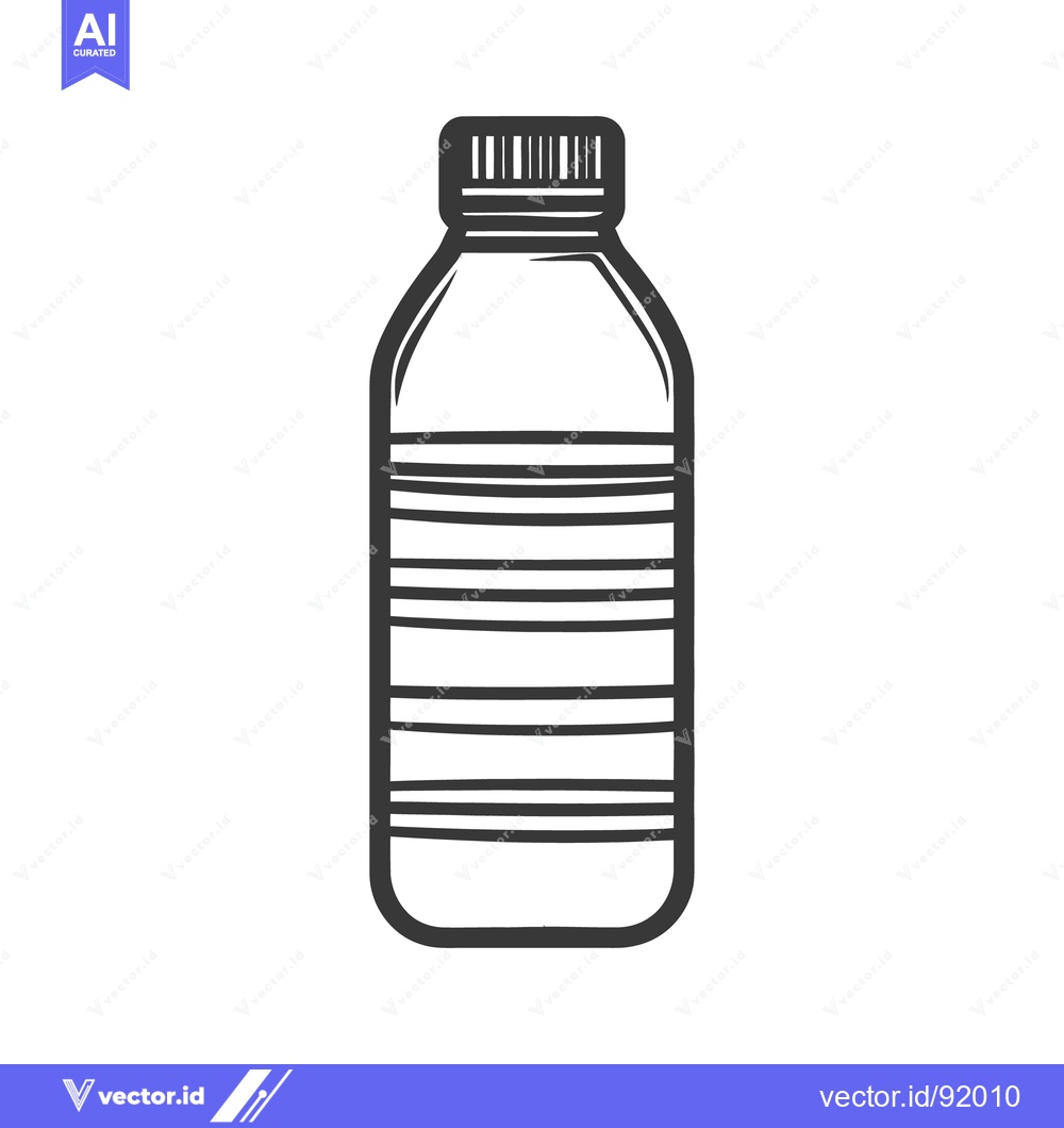 Premium Vector dari Simple sketch of a sealed plastic drinking water bottle is shown